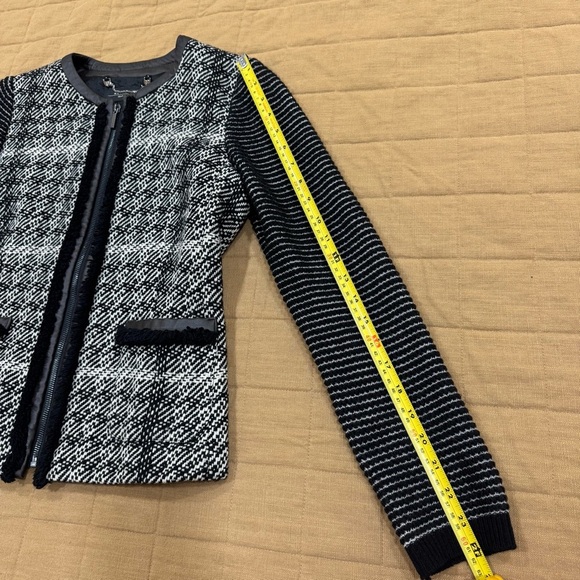 Max Mara Weekend Tweed Virgin Wool Jacket Black & White Size US 10 - Picture 7 of 11